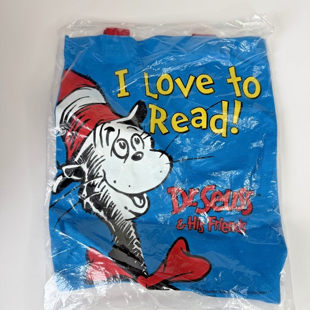 Dr Seuss Book Bag Library Canvas Seuss Friends I Love To Read Cat in‎ the Hat